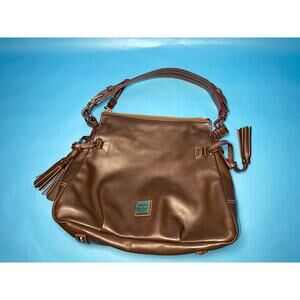 Dooney & Bourke Brown Leather Tassel Shoulder Bag Satchel Red Interior Purse